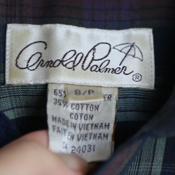 Vintage Arnold Palmer Collared Plaid Blue Red Men's Button Down Shirt Size 8/P - Picture 7 of 8